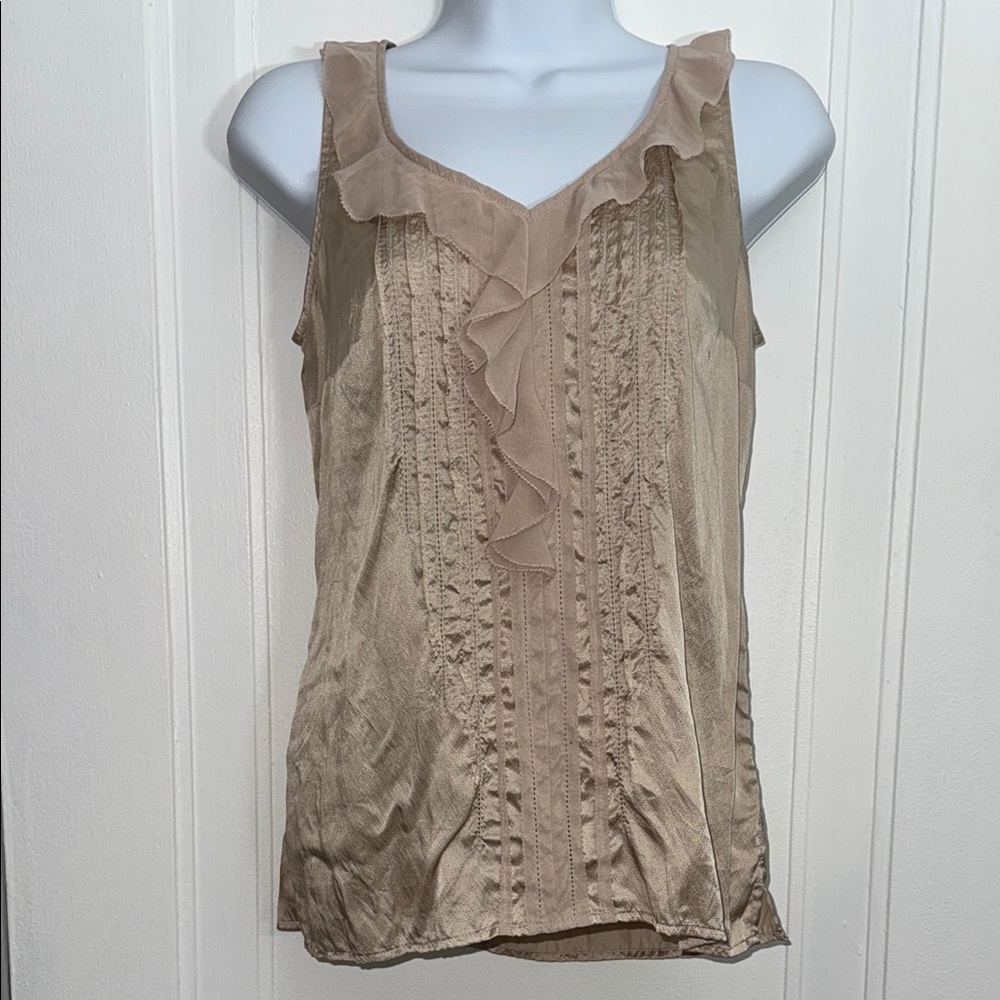 White House Black Market silk Tan Sleeveless Top size xs